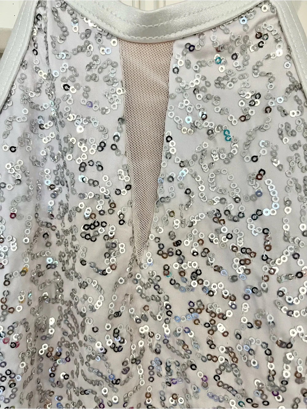 Weissman White Sequin Halter Dance Costume